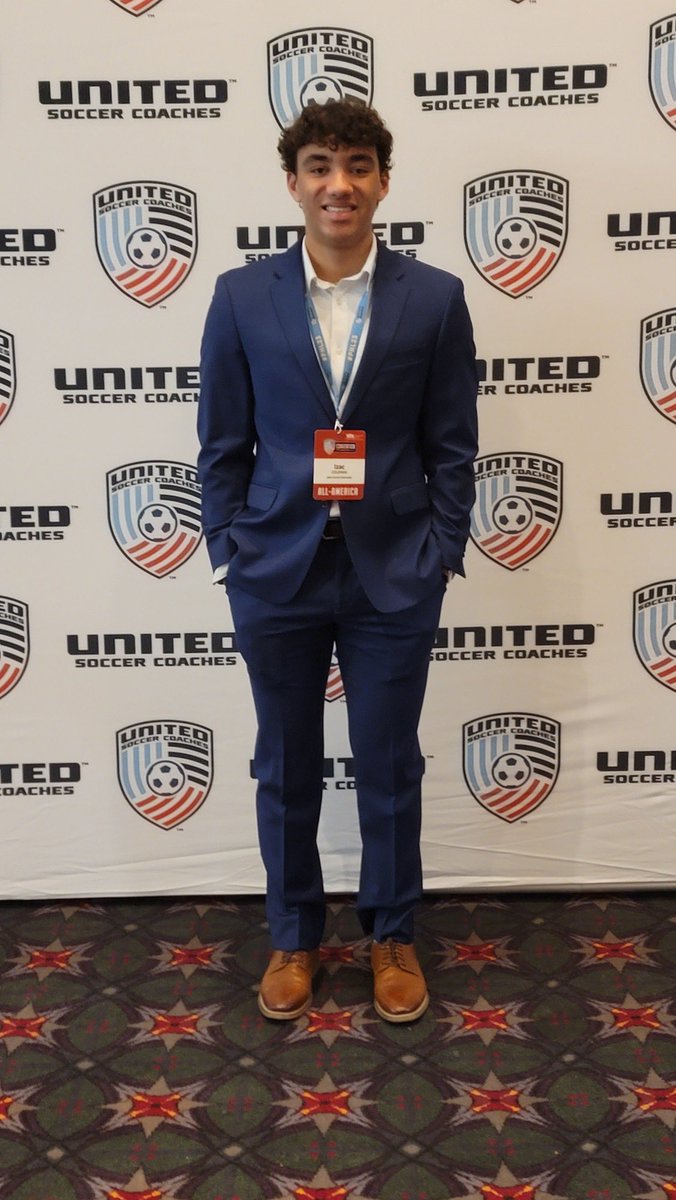 jcumenssoccer's tweet photo. Junior All-American defender Izac Coleman at the @UnitedCoaches ceremony this afternoon in Philadelphia!!!  We are very blessed to have such a talented young man representing our university, athletic department and soccer program!  #BlueStreakStandard ⚡️🇺🇸⚡️ https://t.co/eFQAYTZPS1