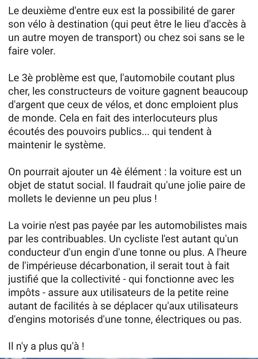 MichelMagniez's tweet image. Si vous avez 3mn devant vous, écoutez la chronique de @JMJancovici sur #RTL au sujet du #Velo.
Êtes-vous déjà convaincu des bienfaits du vélo ?
- Non : alors cette chronique vous sera utile.
- Oui : diffusez cette chronique à vos amis sceptiques ! ⬇️
rtl.fr/programmes/on-…