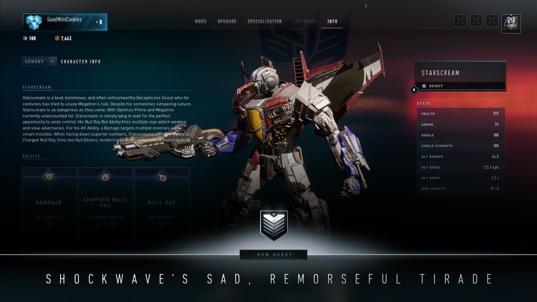 In game screenshots of Starscream completing quests in #TransformersReactivate! 

#Transformers 

From <a href="/DpzLuna/">DpzLuna Transformers</a>