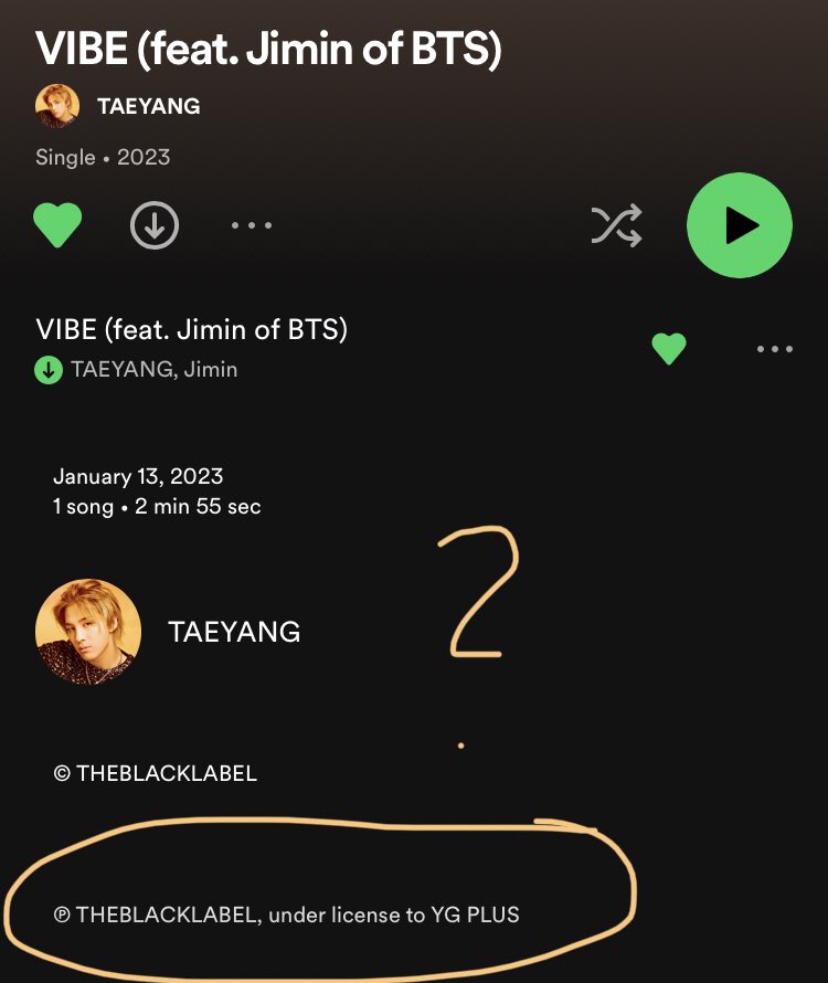 JKmoon0497's tweet photo. BLACKLABEL credit BTS JIMIN for “VIBE” &amp; please make the song available under his Spotify profile,are 2 versions which doesn't properly credit him. It’s affecting his monthly listeners, top artist position. RESPECT JIMIN'S WORK 

#BlacklabelCreditJimin
@THEBLACKLABEL @Interscope https://t.co/izHRLuuXr8