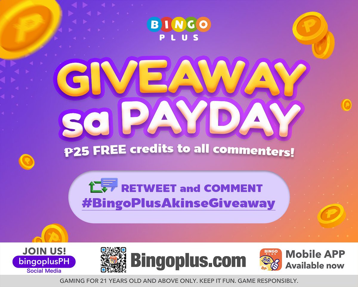 Bingoplusph's tweet photo. Another pa-bonus ba ang gusto niyo mga ka-BingoPlus? Sundin ang mechanics ng pa-giveaway para sa 25 FREE credits!

1. i-LIKE at RETWEET ang post
2. COMMENT #BingoPlusAkinseGiveaway
3. SHARE to your friends

Fill out this form https://t.co/KtlxQkpxLa

#BingoSaSayaPlusSaPanalo https://t.co/6dbBUXzFiC