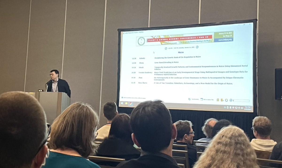 My colleague <a href="/JinliangYang/">Jinliang Yang</a> puts on a sport coat to lead and moderate the packed maize session at #PAG30 (photo credit: <a href="/Wvivian09/">Wei Wu</a>).