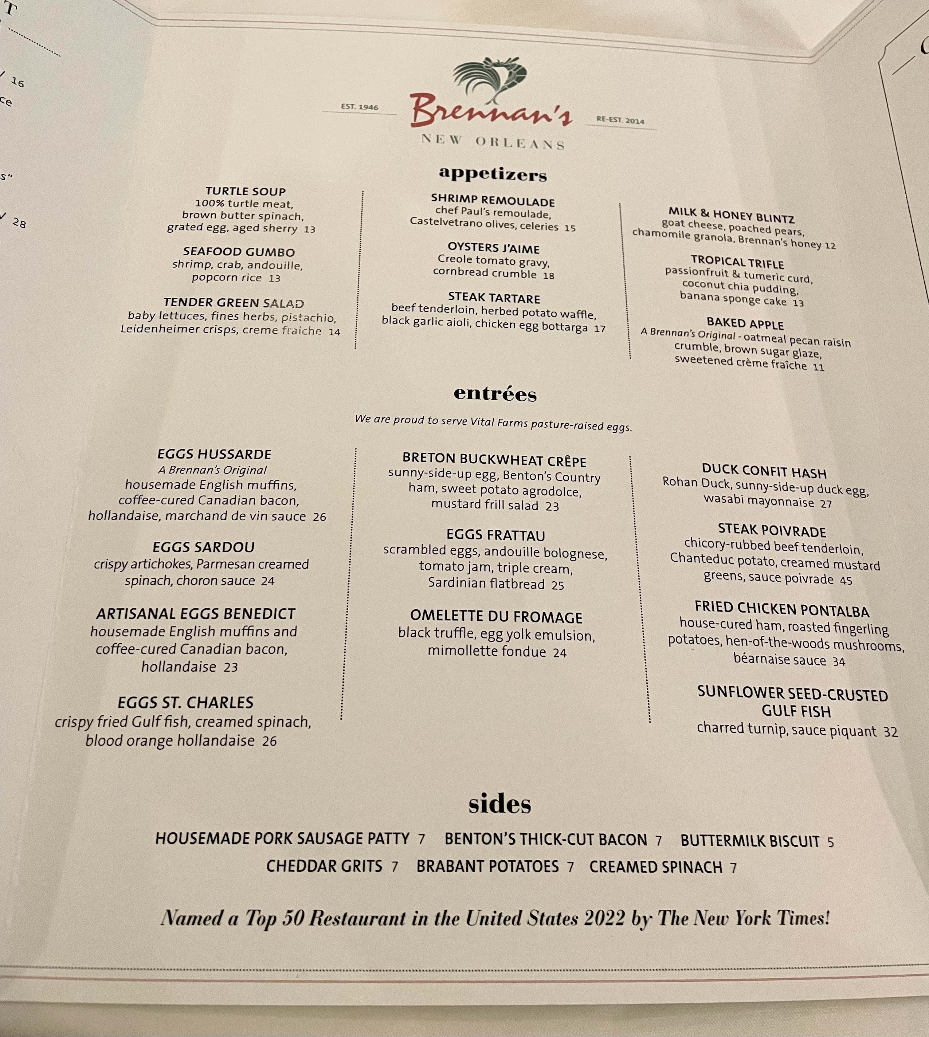 Brennan's menu deals