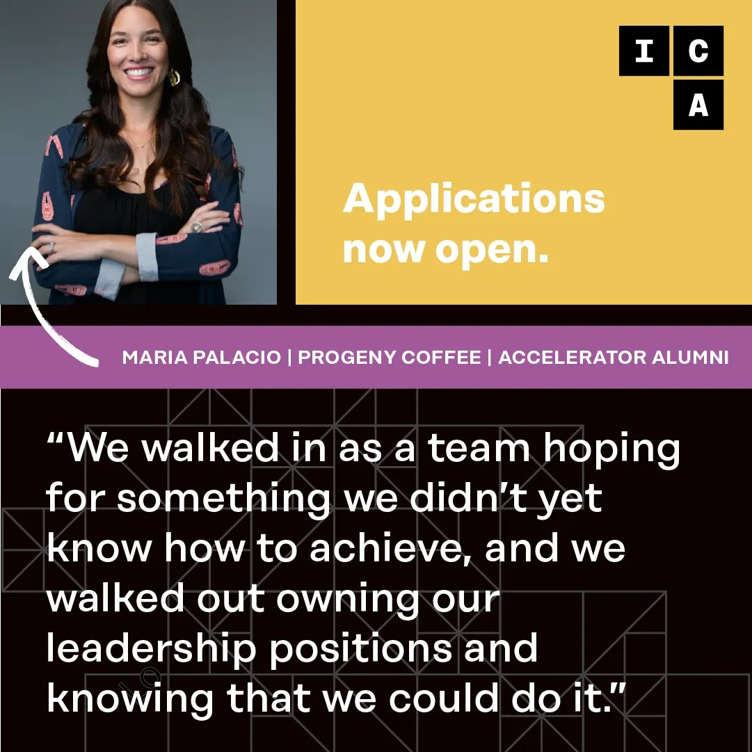Own your leadership.

ICA helps founders of color and women entrepreneurs grow their businesses through coaching, community connections, and flexible, long-term investment capital. 

Applications now open for our Spring 2023 accelerators: buff.ly/3caN7Qp
