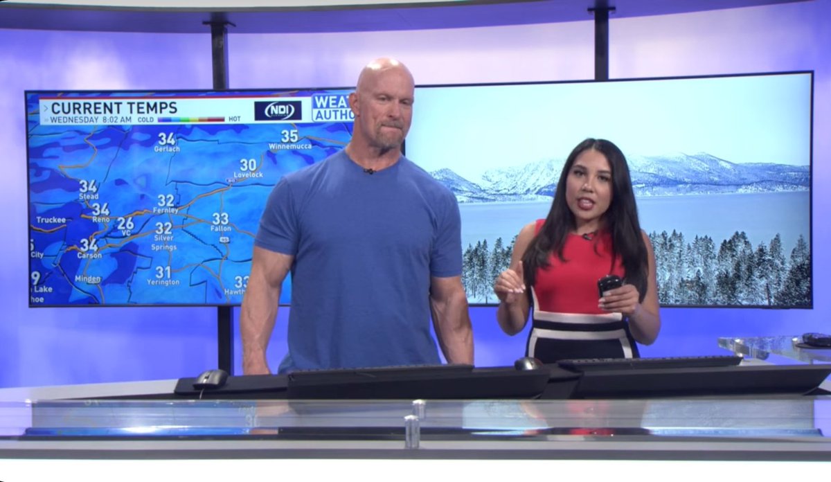 When you watched wrestling during the attitude Era and now in your 30's <a href="/steveaustinBSR/">Steve Austin</a>. is doing my local weather... it's going to be Chilly McFrost here in reno