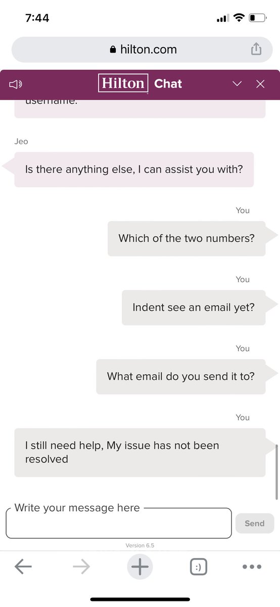 erick2k21's tweet photo. @HiltonHonors 4th time your chat agents stop responding without offering a resolution to a simple password reset request. https://t.co/0txB9YywHx