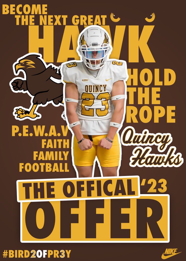 Very grateful to receive an offer from <a href="/CoachJSalazar/">Coach Jesse Salazar</a> to Quincy University!