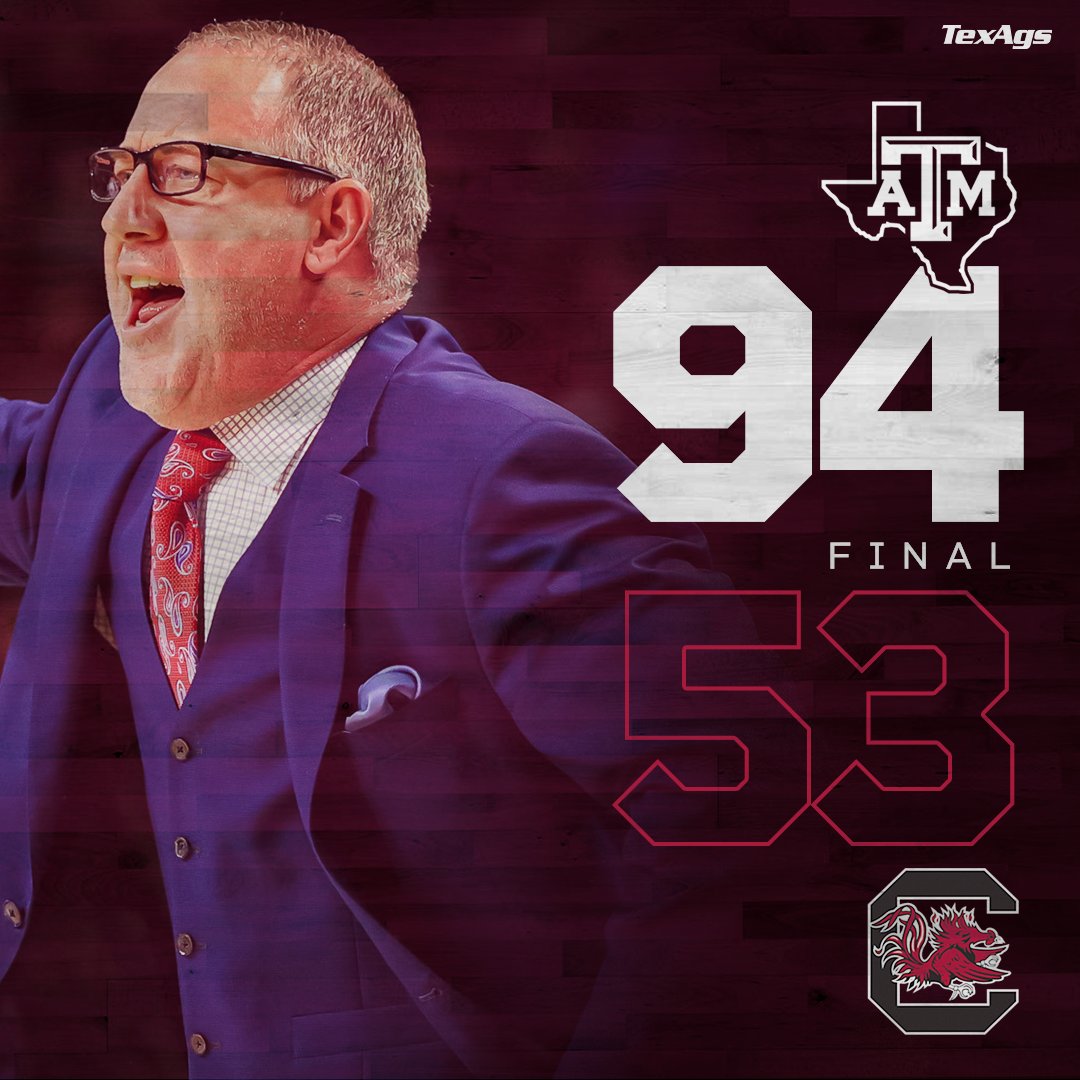 TexAgs's tweet photo. An absolute SPLATTERING in Columbia 😤

@aggiembk &amp; @TeamCoachBuzz are 4️⃣-0️⃣ to start @SEC play #GigEm 👍 https://t.co/Xm2ocbYMoB
