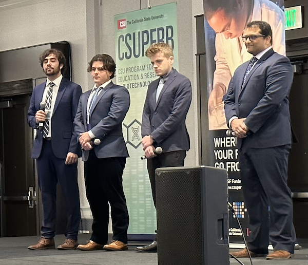sgpombe's tweet photo. 1/4 Congratulations to these @calstate I-Corps teams for their Competitive Presentations closing the 35th Annual #CSUPERB Symposium. First up, is Solid State Biologics from @CalPoly tackling the #coldchain problem. #NSF #I-Corps https://t.co/xta5OxMtSR