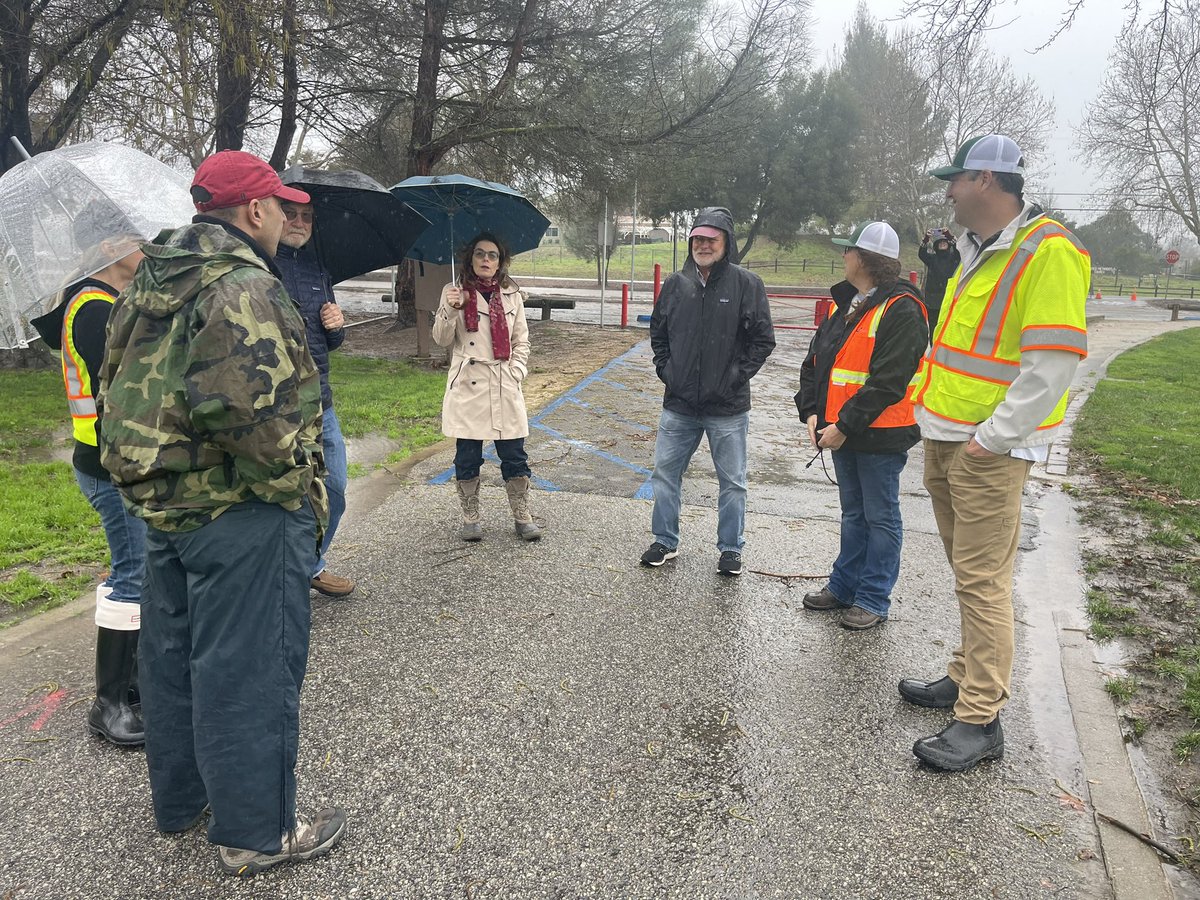 AsmDawnAddis's tweet photo. Thanks to Atascadero for briefing me @RepJimmyPanetta @SenJohnLaird and Supervisor Bruce Gibson on flood damage this afternoon. Same to Oceano officials, who briefed on evacuations and damage. @CountyofSLO https://t.co/QP8qP5ZF1s