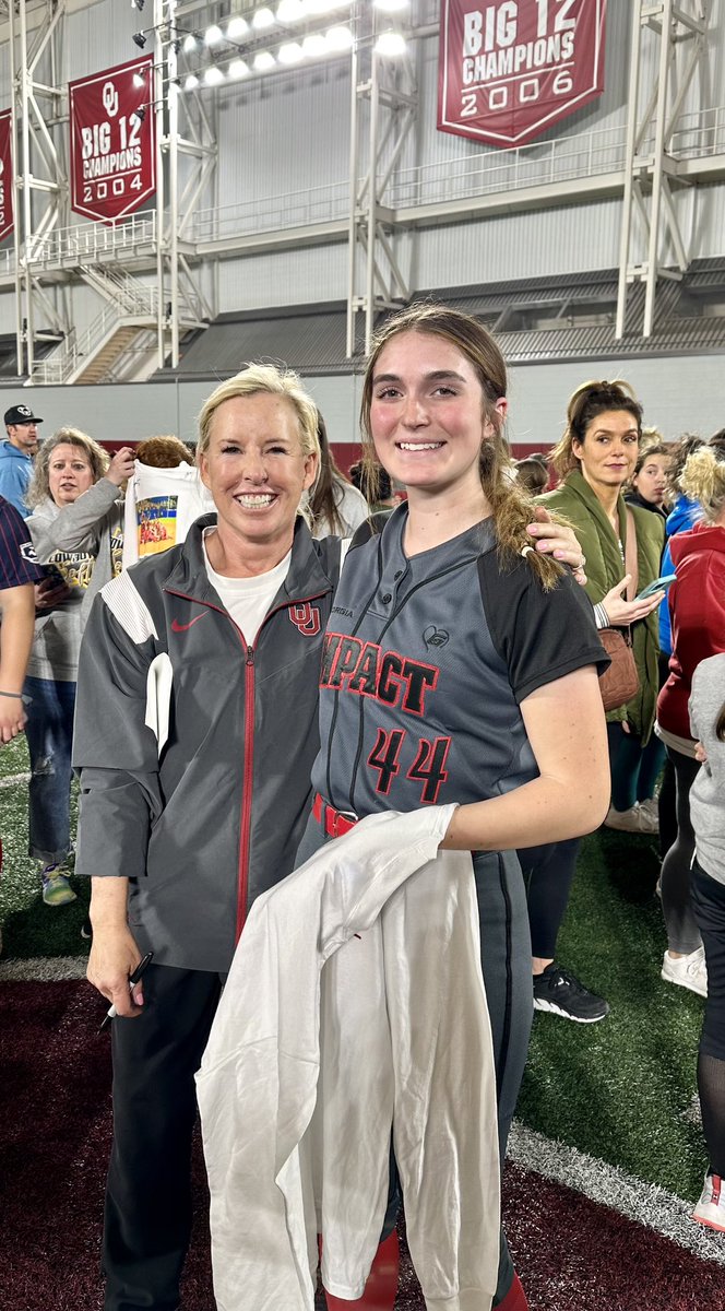 Nothing like throwing a personal best in front of <a href="/GassoPatty/">Patty Gasso</a>. Great Job <a href="/PeytonD44/">Peyton Davis 2027</a> Keep up the great work. #GeorgiaImpact08Pritchett. Thank you to the Oklahoma coaches for hosting.