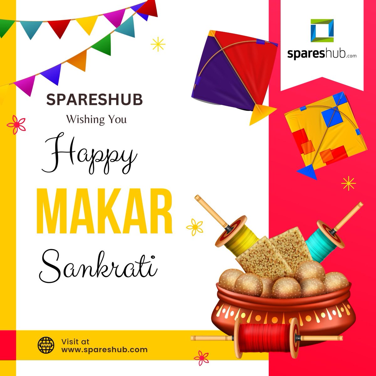 SparesHub's tweet photo. SparesHub Wishing You Happy MakarSankrant💐💐😉🙏
कणभर तिळ मणभर प्रेम
गुळाचा गोडवा आपूलकी वाढवा
तिळगुळ घ्या गोडगोड बोला….
🪁 https://t.co/bZRVbWs5NG
