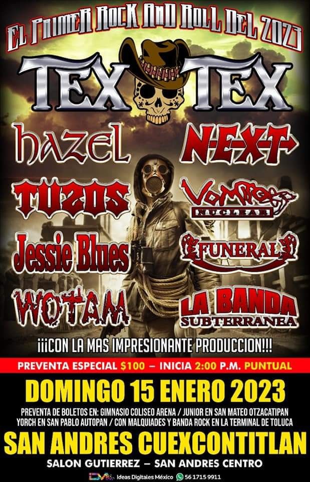 Rock_Urbano's tweet photo. 15 de Enero 2023 / Salón Gutierrez / San Andrés Cuexcontitlán, Toluca / 2PM
#TexTex
#Hazel
#NextMetal
#Tuzos
#JessieBlues
#WOTAM
#LaBandaSubterranea
#VomitoNuclear
Y más
#TocadaSanAndrésCuexcontitlán #TocadaToluca #TocadasRockUrbano #RockUrbano #RockNacional #RockMexicano https://t.co/T4rrs2b43s