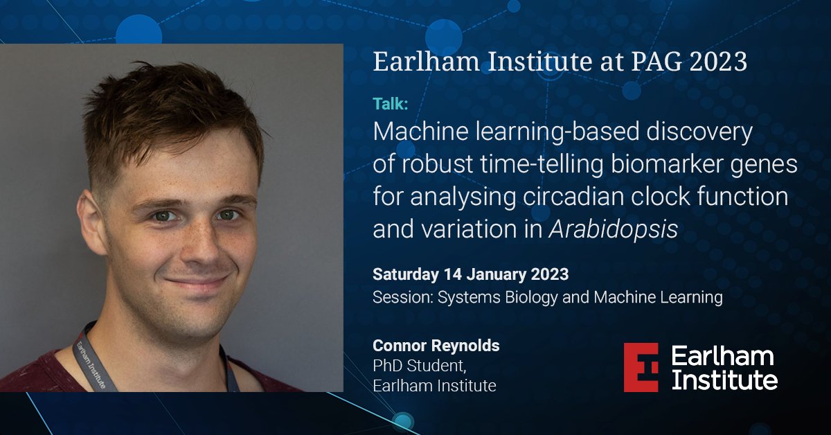 Earlham Institute (@earlhaminst) on Twitter photo This evening at <a href="/PAGmeeting/">PAG-International Plant & Animal Genome Conference</a>, <a href="/NRPBIODTP/">NRPDTP</a> PhD Student Connor Reynolds will be presenting a talk on his work in #machinelearning analyses of #circadianclock functions. #PAG30
🕡 18.40 PST
📍 Location: Pacific D
➡ okt.to/zc3JIR
👥 <a href="/conjrey/">Connor Reynolds</a> <a href="/a_hall_lab/">Anthony Hall Lab 🌾</a> This evening at <a href="/PAGmeeting/">PAG-International Plant & Animal Genome Conference</a>, <a href="/NRPBIODTP/">NRPDTP</a> PhD Student Connor Reynolds will be presenting a talk on his work in #machinelearning analyses of #circadianclock functions. #PAG30
🕡 18.40 PST
📍 Location: Pacific D
➡ okt.to/zc3JIR
👥 <a href="/conjrey/">Connor Reynolds</a> <a href="/a_hall_lab/">Anthony Hall Lab 🌾</a>