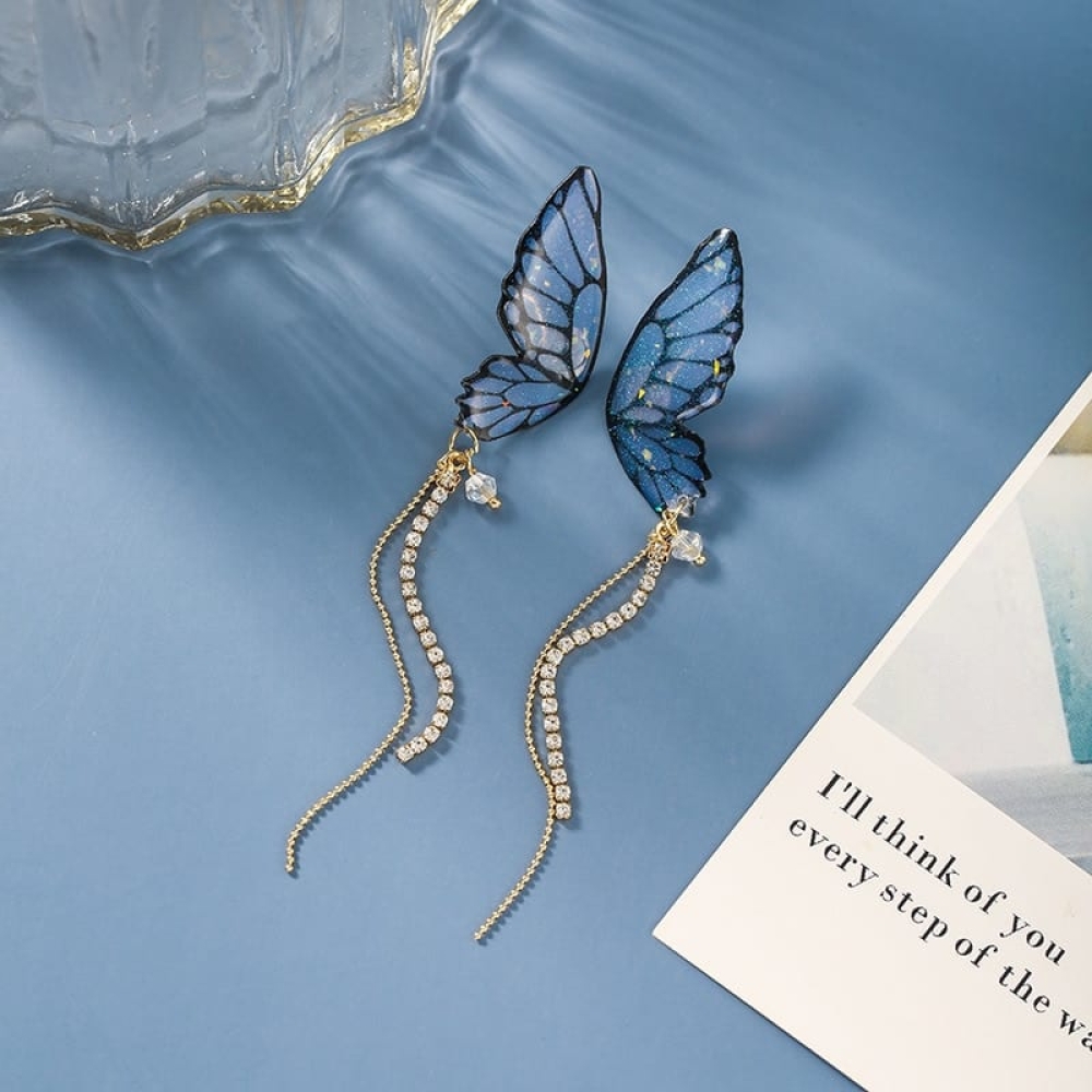 Crystal Butterfly Earrings #Butterfly #Crystal #Earrings #ZincAlloy#woodenWatch #watcheslovers woodenaurora.com/crystal-butter…