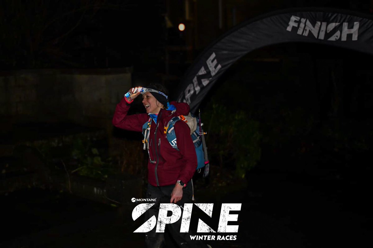 The first woman in the Montane Winter Spine Sprint has arrived at Hebden Bridge and claimed a hard earned win. Louise Venables 779 has also broken the Course Record, taking more than half an hour off the previous time. Massive congratulations from the #spinerace