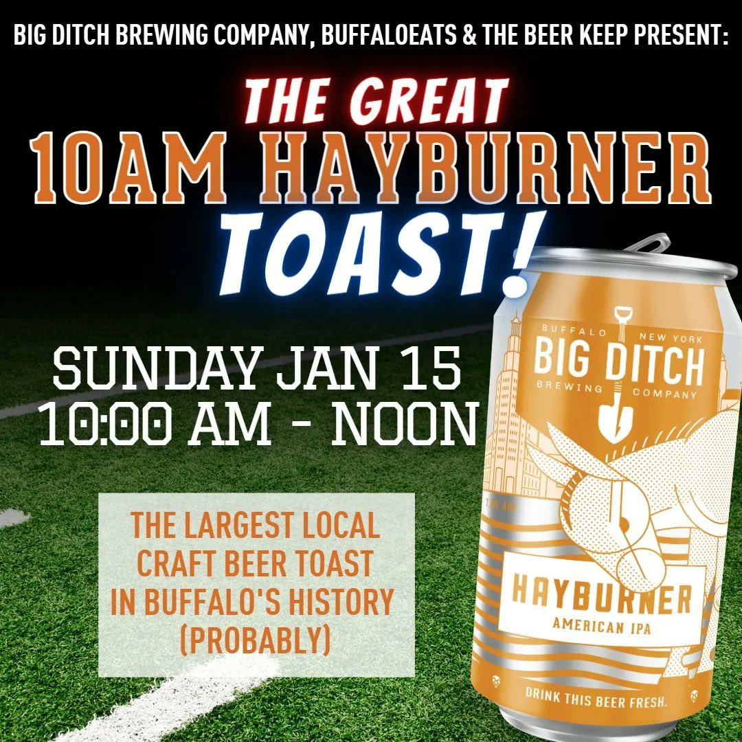 BuffaloEats's tweet image. You have ~13 hours to prepare yourself for The Great 10AM Hayburner Toast ahead of tomorrows game. 

Reply/quote our 10am post tomorrow morning with your own 10am hayburner pic and hash tag #10AMHayburnerToast for a chance to enter this contest for gift cards and 10am merch!