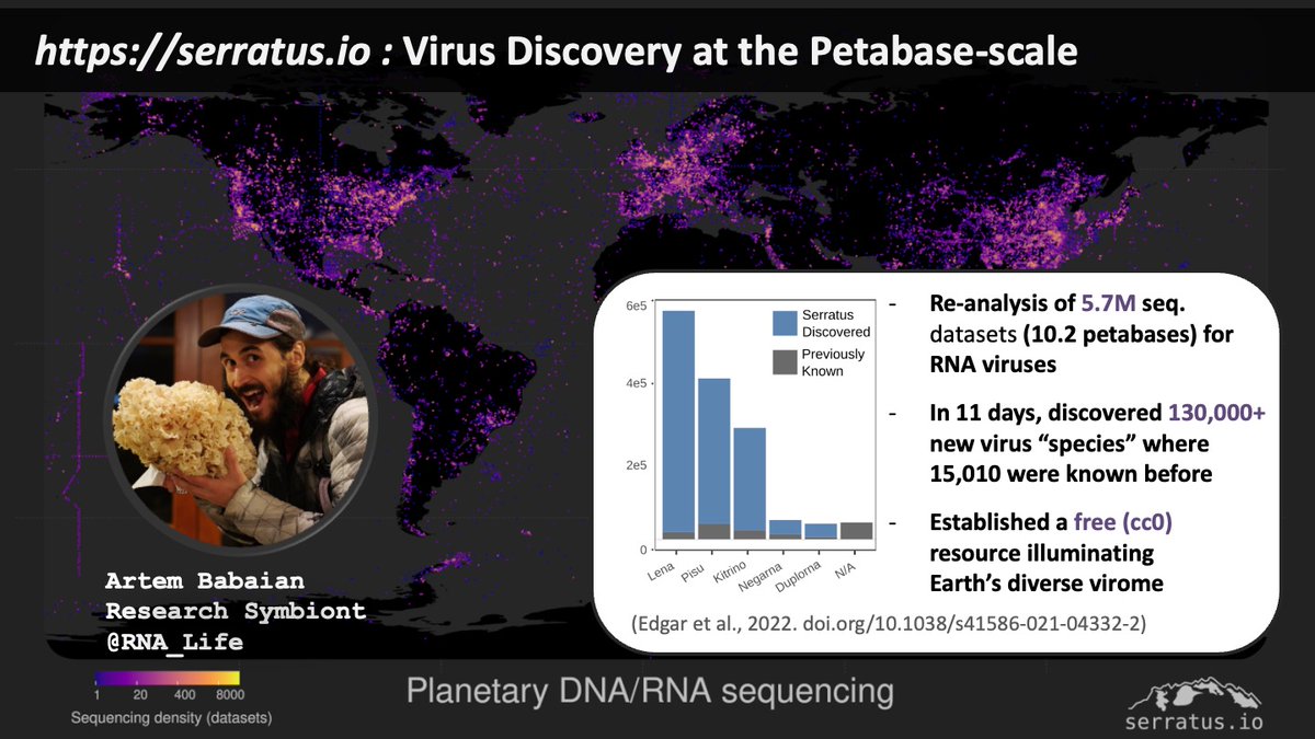 jbrianbyrd's tweet photo. Please congratulate Artem Babaian, Ph.D. (@RNA_Life ) for winning a Research Symbiont Award this year!

Artem wins for his contribution of the Serratus project, which has enabled the rapid advance of clinical virology as it applies to cancer therapy.

https://t.co/WLHenfrzm6

4/ https://t.co/Rpfcl4SuV3