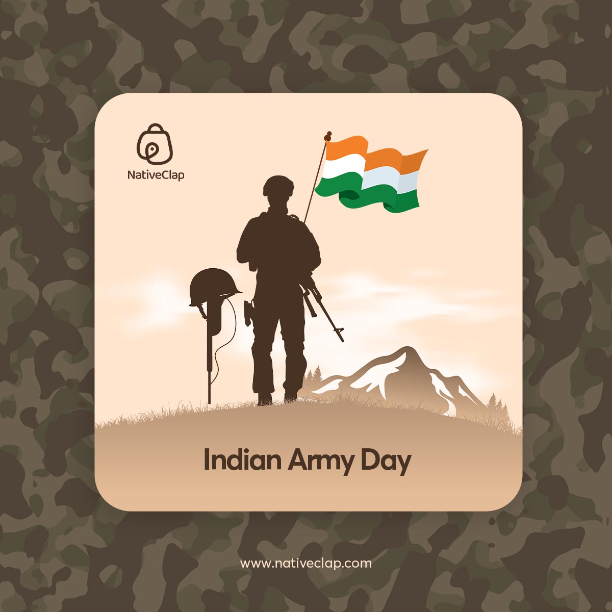 nativeclap's tweet photo. Celebrating 75 years of bravery, dedication and patriotism. Happy Indian Army Day. 🇮🇳❤️
#armyday #indianarmyday #armyday2023 #indianarmyday2023 #jaihind #nativeclap https://t.co/Rv4r6VCDlG