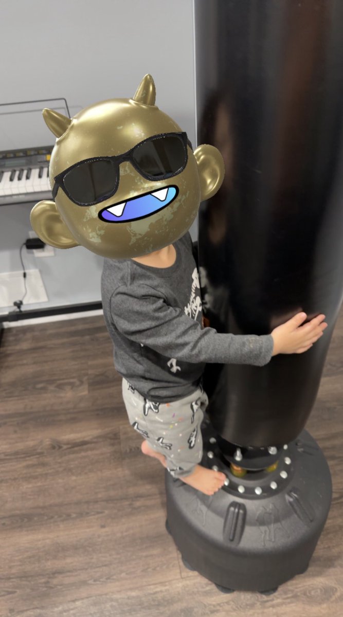 Working on my fitness 🥊 and this little monster 👹 jump attack the boxing bag! #drippies #d4l <a href="/drippieverse/">Drippies™ 💧</a>