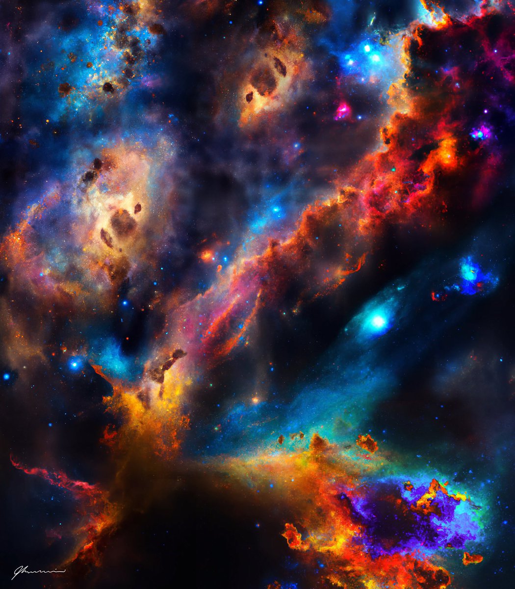 This is Nebula N°4

30+layers of Ai generation then polished by hand in Photoshop ✨ 
#NFTartists #AIart #AIartists #nftart