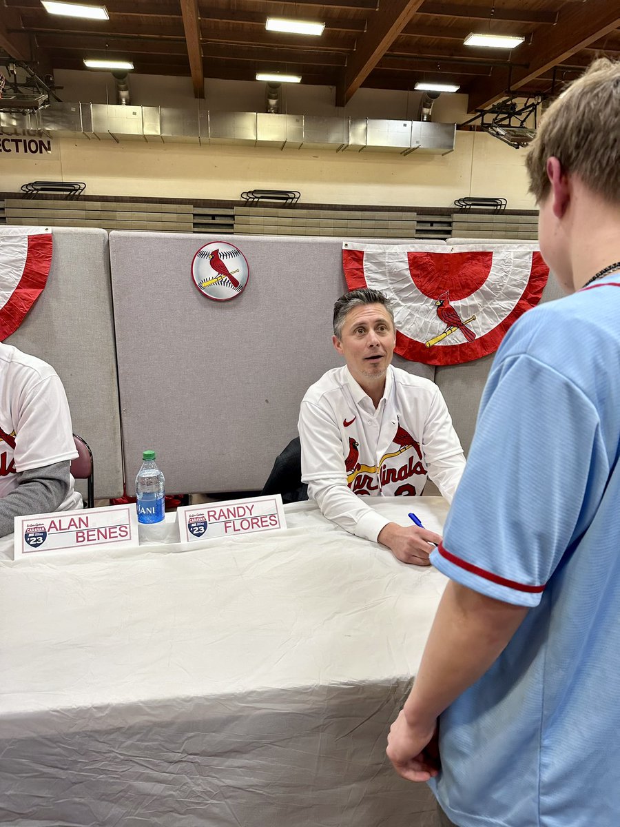 Moody_four's tweet photo. Caydenโs last year to be able to get autographs at the Cardinal Caravan! It was an enjoyable evening. Thanks to @Ackerman1120 #LarsNootbar #RandyFlores #ZachThompson @GordonGraceffo #AlanBenes https://t.co/7RCVU1ktl9