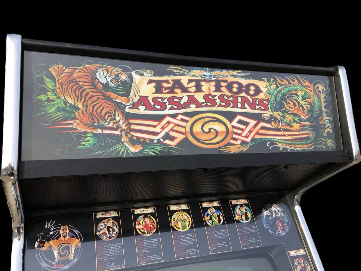 XLarcades's tweet photo. Absolutely incredible job installing our new Tattoo Assassins artwork by Michael Jensen of The Arcade Wichita Ks! Many thanks to Rob Ooze of Game Terminal for buying the original cabinet and scanning this artwork for us! #TattooAssassins #DataEast https://t.co/v8Kubh3KG2