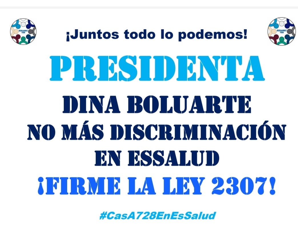 HSCyET1's tweet photo. Sra. PRESIDENTA @DinaErcilia los CAS INDETERMINADOS de ESSALUD pedimos Firme la AUTOGRAFA PL 2307, el Cambio de DL 1057 al DL 728; Por un PERU justo sin discriminación @EsSaludPeru @presidenciaperu @pcmperu @MTPE_Peru @sinassc728 @Edgarciab @AlbertoOtarolaP #CasA728EnEssalud https://t.co/H5JflII4nN