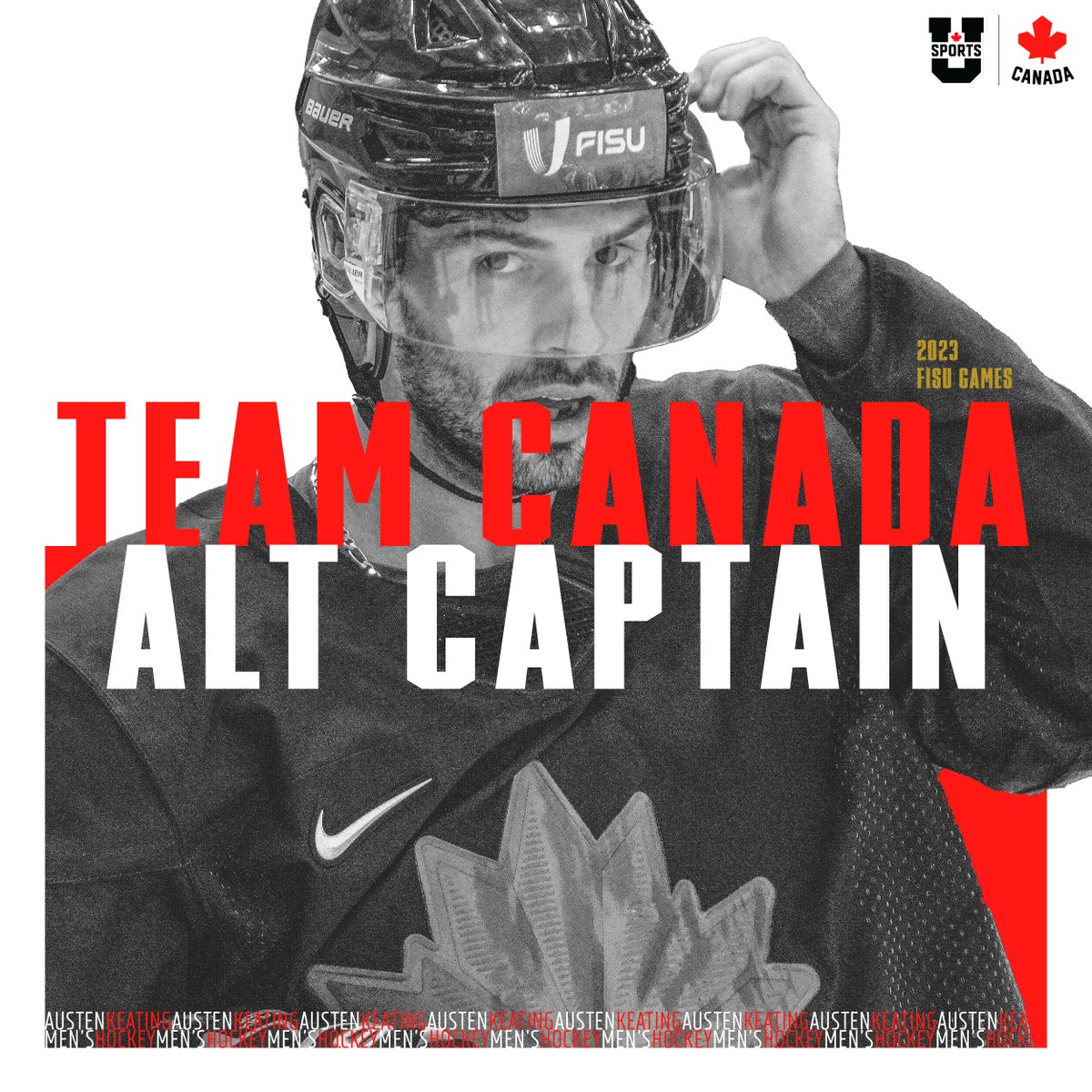 USPORTSIntl's tweet image. These four know a little something about leading a team, and now they will do it at the international level.

Introducing Team Canada Men’s Hockey’s leadership group. 

C – Jared Dmytriw
A – Austen Keating
A – Noah King
A – Zachary Lavigne