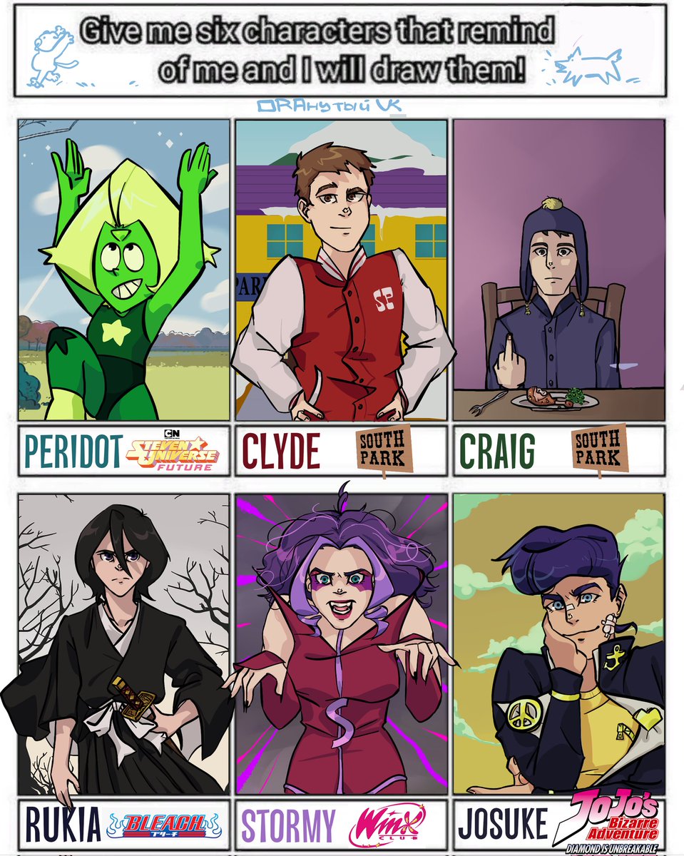 ORA_nutiy's tweet photo. #sp #southpark #peridot #StevenUniverse #stevenuniversefanart #southparkfanart #clydedonovan #craigtucker #bleach #rukiakuchiki  #jojo #jojo4 #josuke #josukehigashikata #ダイヤモンドは砕けない #ジョジョの奇妙な冒険 #ブリーチ #朽木ルキア #東方仗助 #winxclub #winxtrix https://t.co/muzbAKSwm1