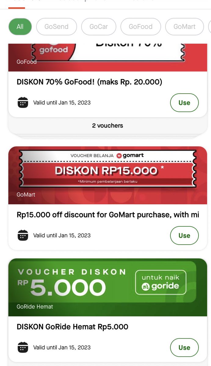 one_ita's tweet photo. Min @gojekindonesia kok voucher goride gw gak bisa dpake sih? Padahal jarak tempuh cuma 2km. Mohon infony ya min 🙏 https://t.co/VY2eG63fqC