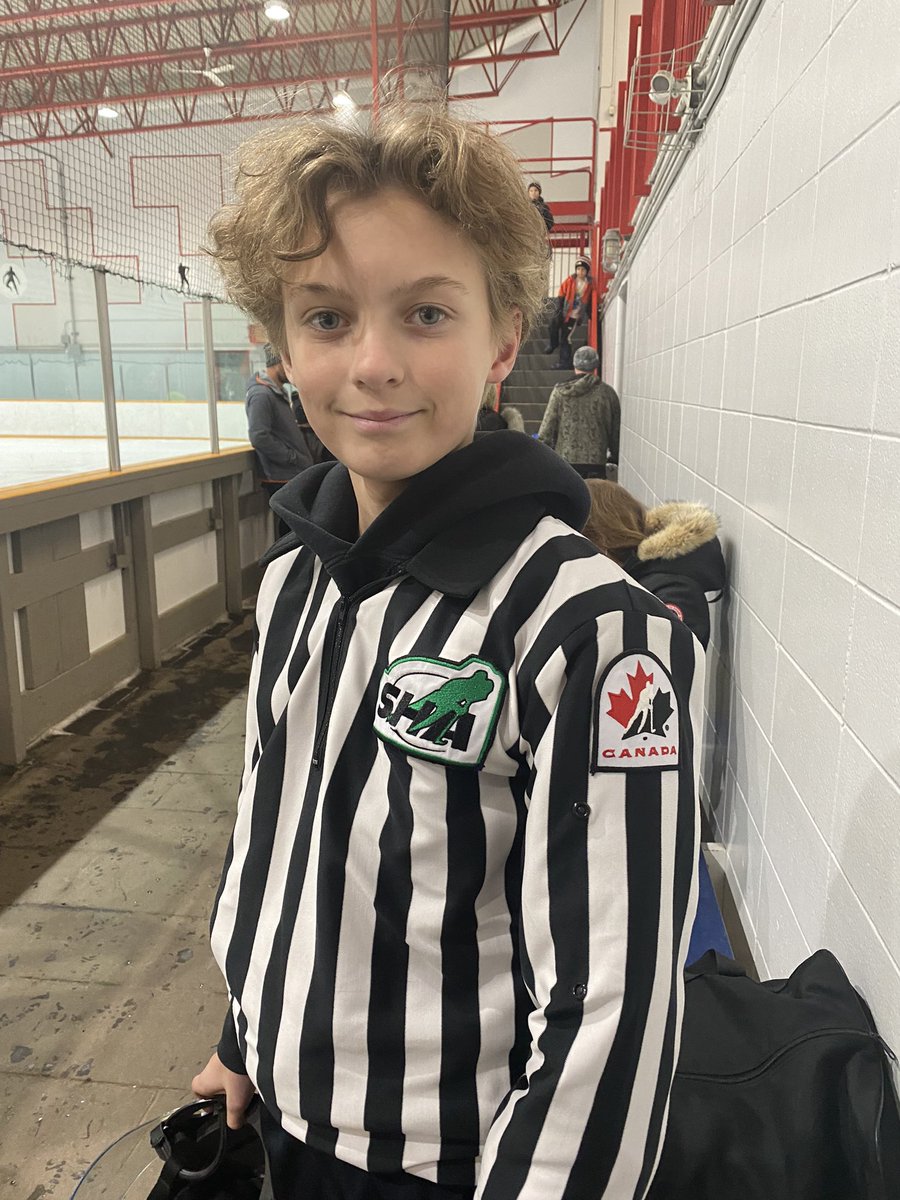 My son reffing his first game. #ThanksStripes @hockeysask