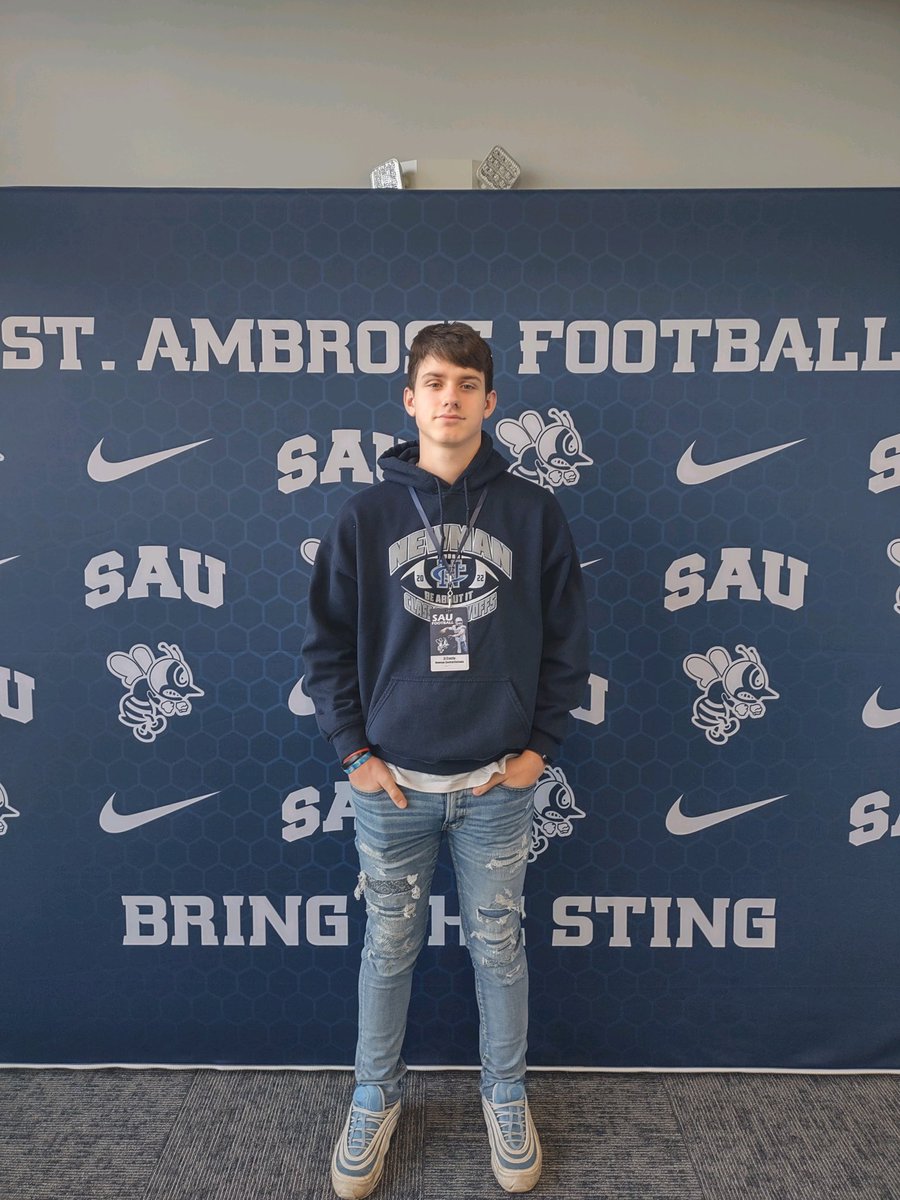 Thank you too <a href="/FillippSAU/">Vince Fillipp</a> and  <a href="/brody_mason23/">Brody Mason</a> for the great visit today with <a href="/FightingBeesFB/">St. Ambrose Football</a> <a href="/mlemay42/">Mike LeMay</a> <a href="/NewmanFootball1/">Newman Football</a>