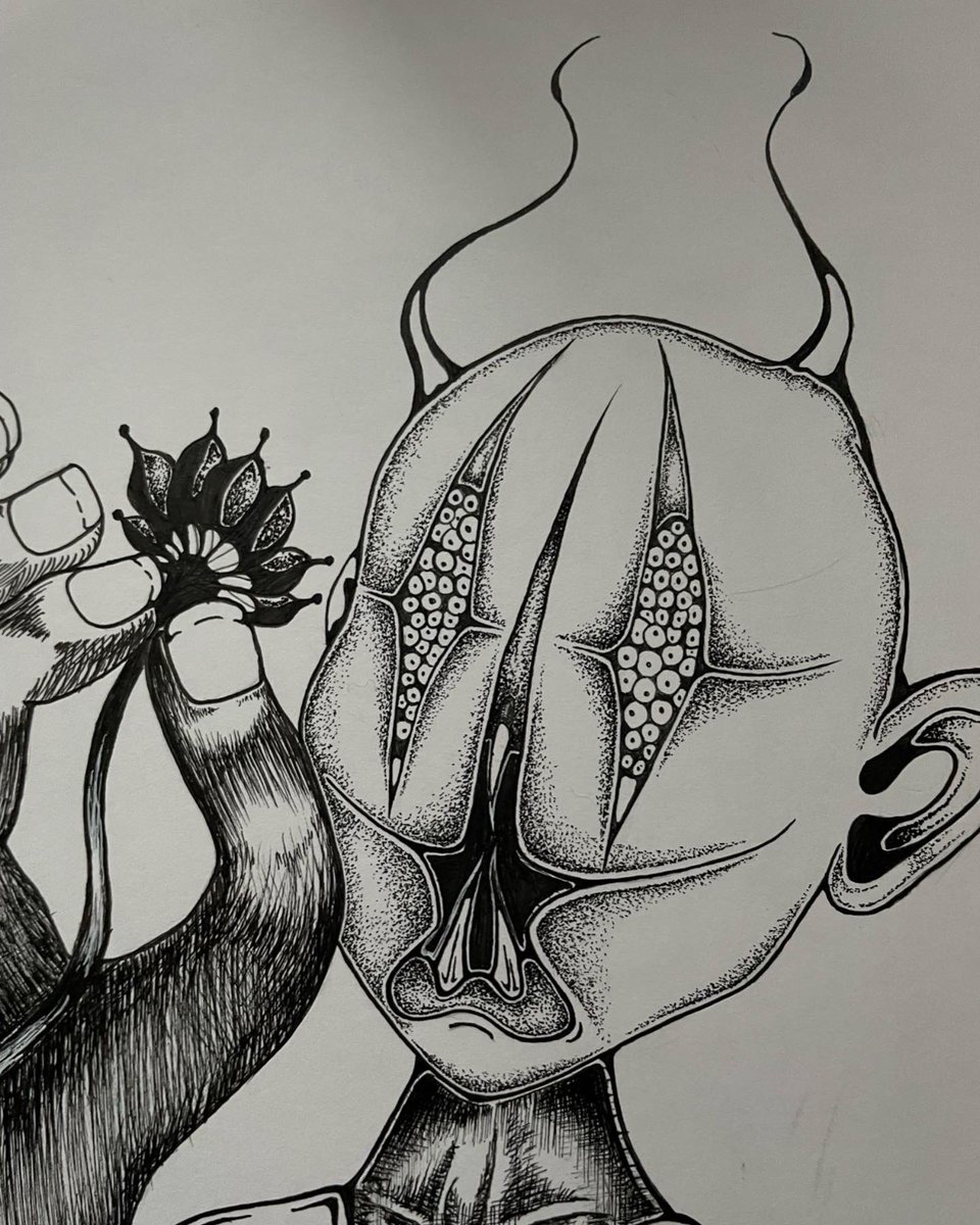 pixifunk's tweet photo. “To Watch Each Blossom Fall” 

9’ x 12’ 
0.05mm Ink on Mixed Media Paper https://t.co/FLwXEVA0qj