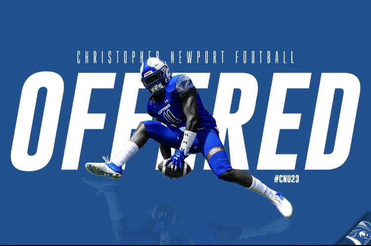 nawilson_'s tweet photo. #AGTG After a great Visit, I am Extremely blessed to say I’ve received an Official Roster Spot-Offer from Christopher Newport University!! @GCMsports1 @GCMStatesmenFB @coachatsmith @CoachSmitty25 @WrightWay757 https://t.co/yOYl5Qynj5