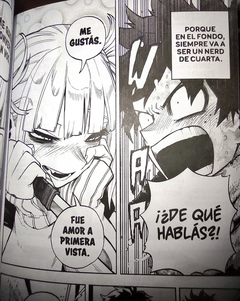 Sea Bakugo o no el que narra espero que pongan a Nobuhiko a leer esto porque escuchar a Present Mic o al mismo Deku llamándose un nerd de cuarta es rarísimo. Ahora entiendo la vibra rara de esta línea... Que lo diga alguien ajeno es muy ?? pero al mismo tiempo esto no es Bakugo. 