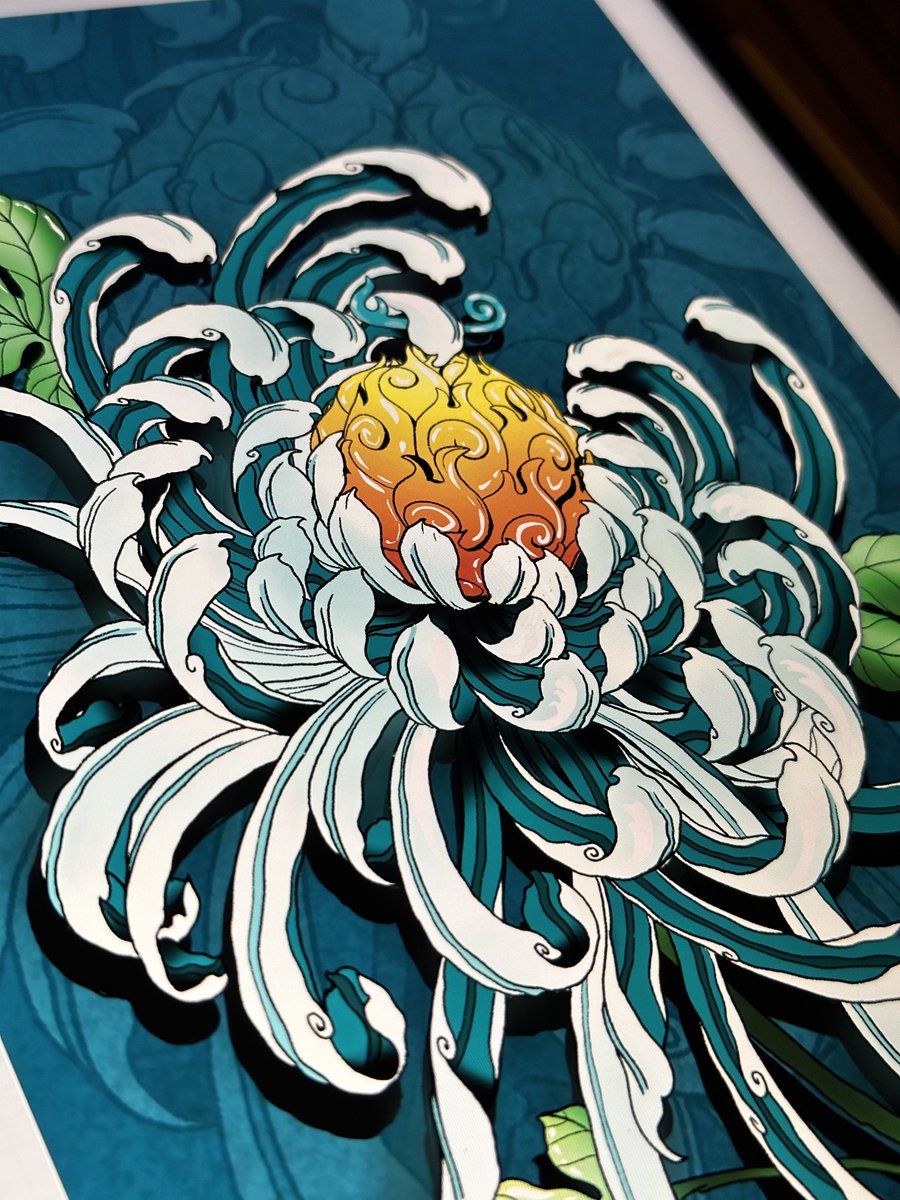 Uman_Draw's tweet photo. Je me suis amusé à imaginer le fruit du démon Mera Mera poussant dans du chrysanthème 🥰 
Les fans de #onepiece vous en pensez quoi ? https://t.co/0XtbxC8mVQ
