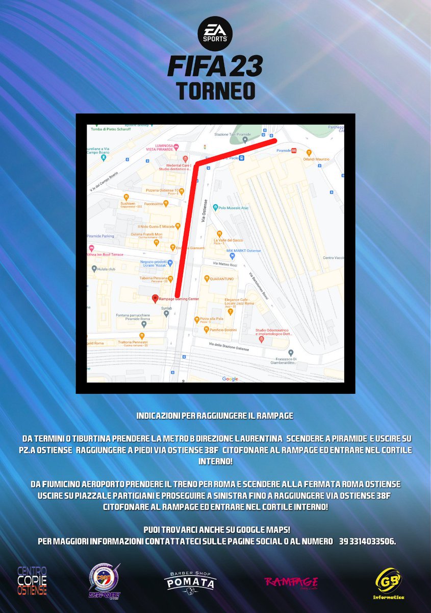 EMME_GAMING_'s tweet photo. #News
Non perdetevi il torneo su #Fifa23 il 5 febbraio (check in ore 10) a #Roma organizzato dagli amici di #RampageGamingCenter Via Ostiense 38F
In collaborazione con #CentroCopieOstiense #GeBInformatica #Pomatabarbershop
Info e regolamento in dm
#Esports #LAN #eventi #tornei https://t.co/xIsH6PTsGm