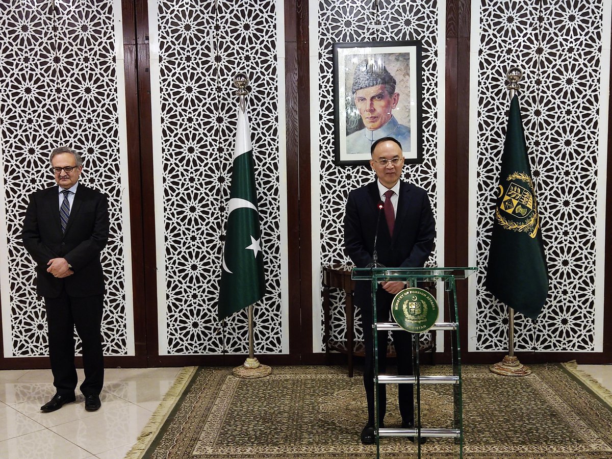 Glad to have a meeting with H.E. Acting FS, Mr. Syrus Sajjad Qazi, & diplomats from @ForeignOfficePk at end of my tenure. Appreciate MOFA’s support for my work and dedication in our All-Weather Strategic Cooperative Partnership. Chin-Pak Dosti Zindabad!#ironbrothers