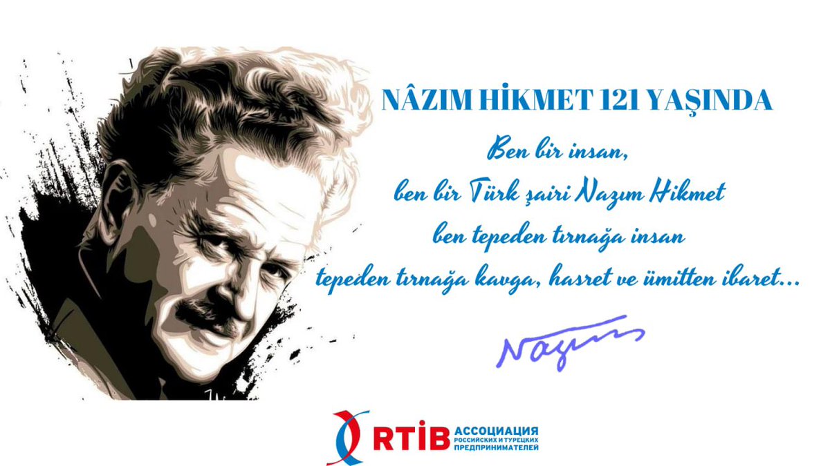 rtib_org's tweet photo. 15 Ocak 1902’de Selanik’te doğan , Türk halkının gönlünde taht kuran , Türk ve dünya şiirinin büyük ustası Nazım Hikmet 121 yaşında .İyiki doğmuşsun Nazım Usta...#nazımhikmet #rtib #dostlukveişbirliğiköprüsü #nazım #nazımhikmetran #nazımhikmetşiirleri https://t.co/o772Q1kkvP