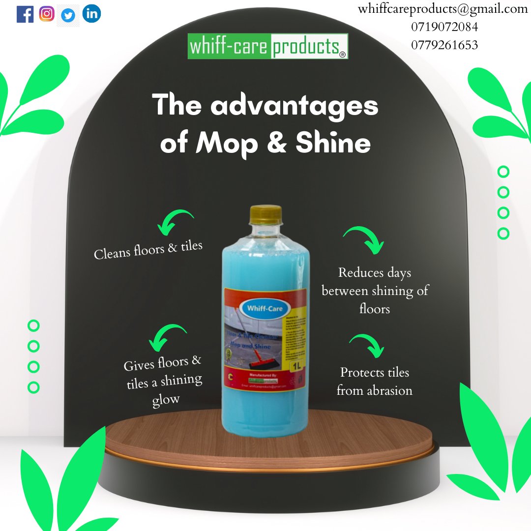 whiffcare's tweet photo. Our Mop &amp; Shine Product is mixed with water you use to Mop the floor or tiles to clean and give the surface a glow and shine https://t.co/n8oVgteZae