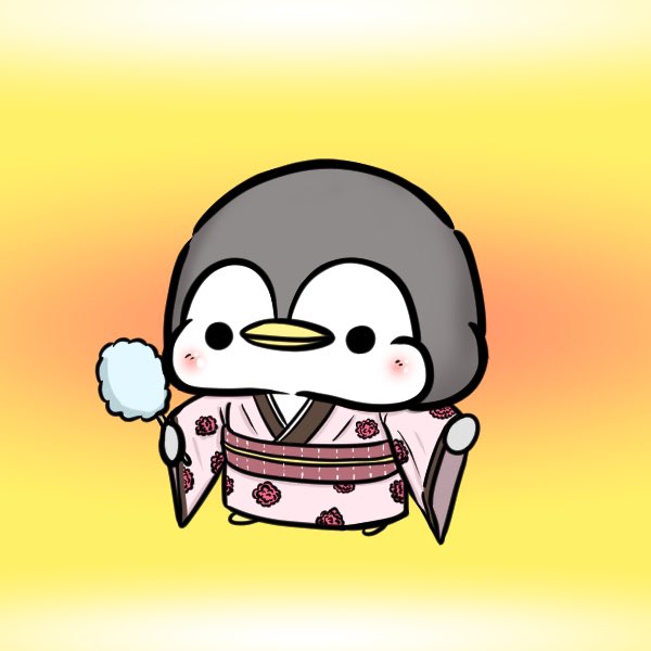 「和服なペンギンさん 」|ペンギンの優しい世界-お腹すい汰＠のイラスト