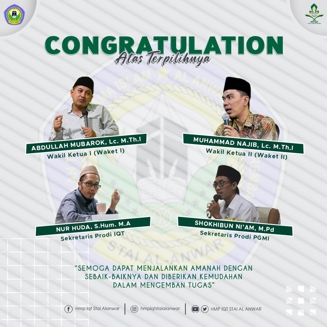 IqtHmp's tweet photo. Selamat Atas Terpilihnya
Abdullah Mubarok, Lc. https://t.co/Ezi37AFYH1.I (Wakil Ketua 1)
Muhammad Najib, Lc. M. Th.I (Wakil Ketua 2)
Nur Huda, S. Hum. M. A (Sekretaris Prodi IQT)
Shokhibun Ni'am, M. Pd (Sekretaris Prodi PGMI)

Semoga dapat menjalankan amanah dengan sebaik-baiknya https://t.co/R0j1di29KK