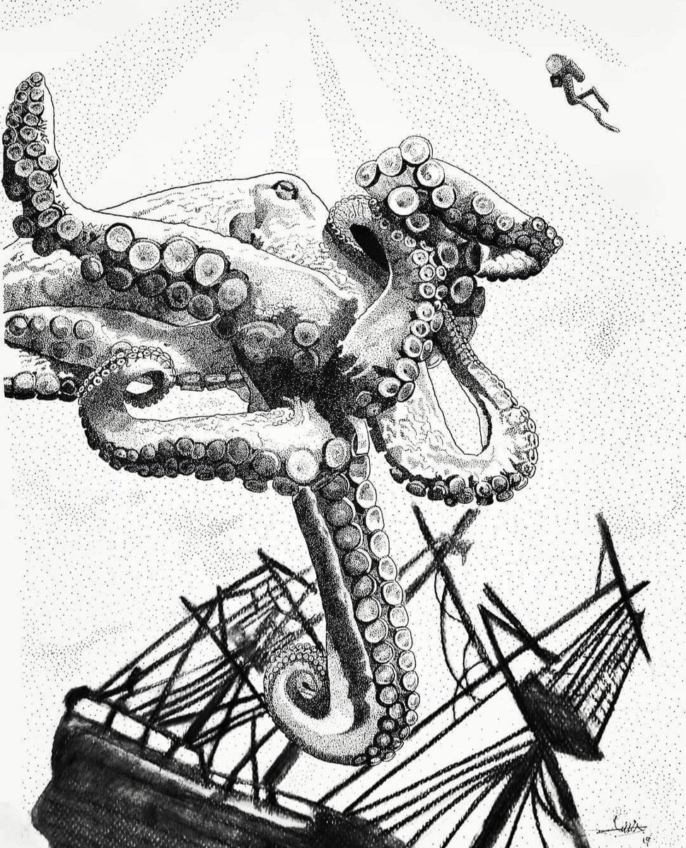 pablocalde's tweet photo. Unleashing our lastest art piece: A mighty octopus! Part of my collection "Marine"

#octopus #pointillism #art #seamonster #illustration https://t.co/7NVr3qMbua