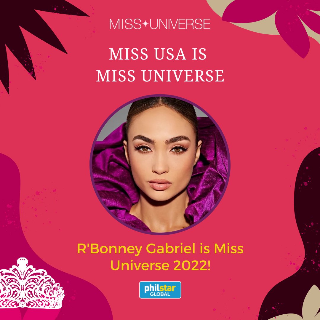 Filipino-American Miss USA R'Bonney Gabriel, a Houston-based fashion consultant, is named #MissUniverse2022. Congratulations! Follow our live UPDATES: bit.ly/MsUniverse22