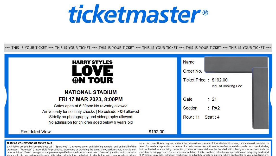 lookeytpwk29's tweet photo. WTS HARRY STYLES LOVE ON TOUR 2023 SINGAPORE
❤️🔥 CAT 8 - SECTION PA2
❤️🔥 PRINT AT HOME TICKET
❤️🔥 SGD 192 (normal price)
Selling because i want to buy another artist’s concert
DM for more info!
#LoveOnTourSingapore #HarryStyles #WTSHarryStyles #WTSLoveOnTour https://t.co/OUkZLRTS1f