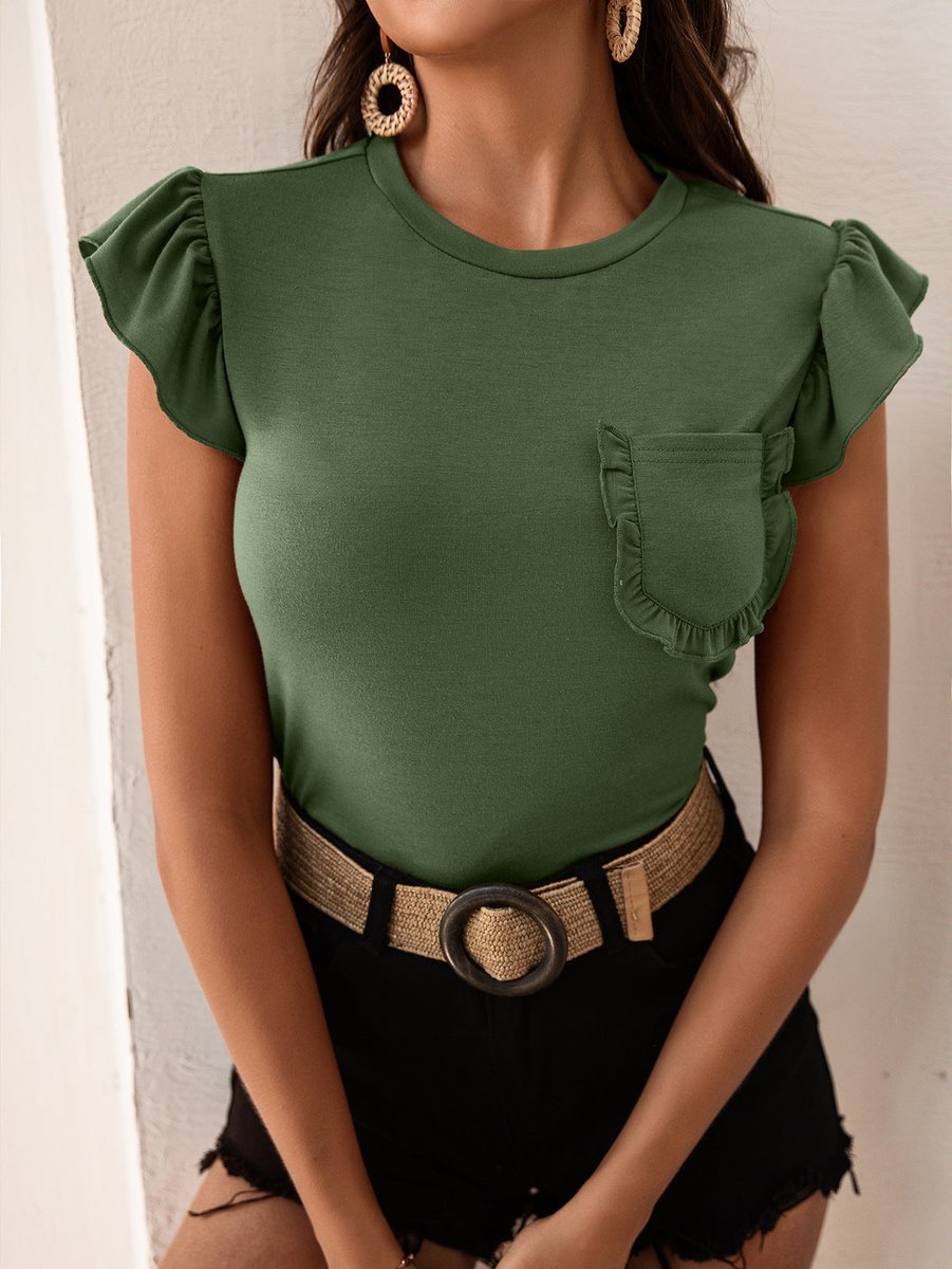 lexvouloir's tweet image. Confidence is how you wear it!😘 😍 😎 
Ruffled Sleeve Round Neck Tee with Breast Pocket - $31.92 
bit.ly/3TOe7Yq 
.
.
.
#tops #roundneck #pockettee #lexvouloirfashions #ruffledsleeve #shippingdelay0113202301312023 
#usa #travel #vacation #exotic #eveningdress #evenin...