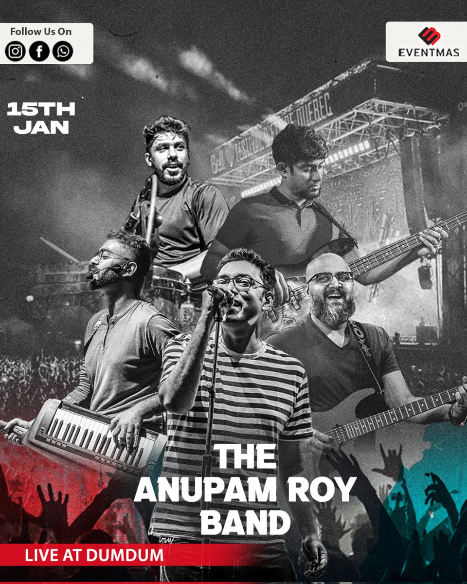 EventmasIndia's tweet photo. Event Update :
The @aroyfloyd Band Performing Live tonight at Dumdum !
.
.
#Eventmas #Tarb #AnupamRoy #TeamEventmas #EventmasExclusive #TalentManagement #Live #WeCreateYouCelebrte https://t.co/McPVmUcgVn