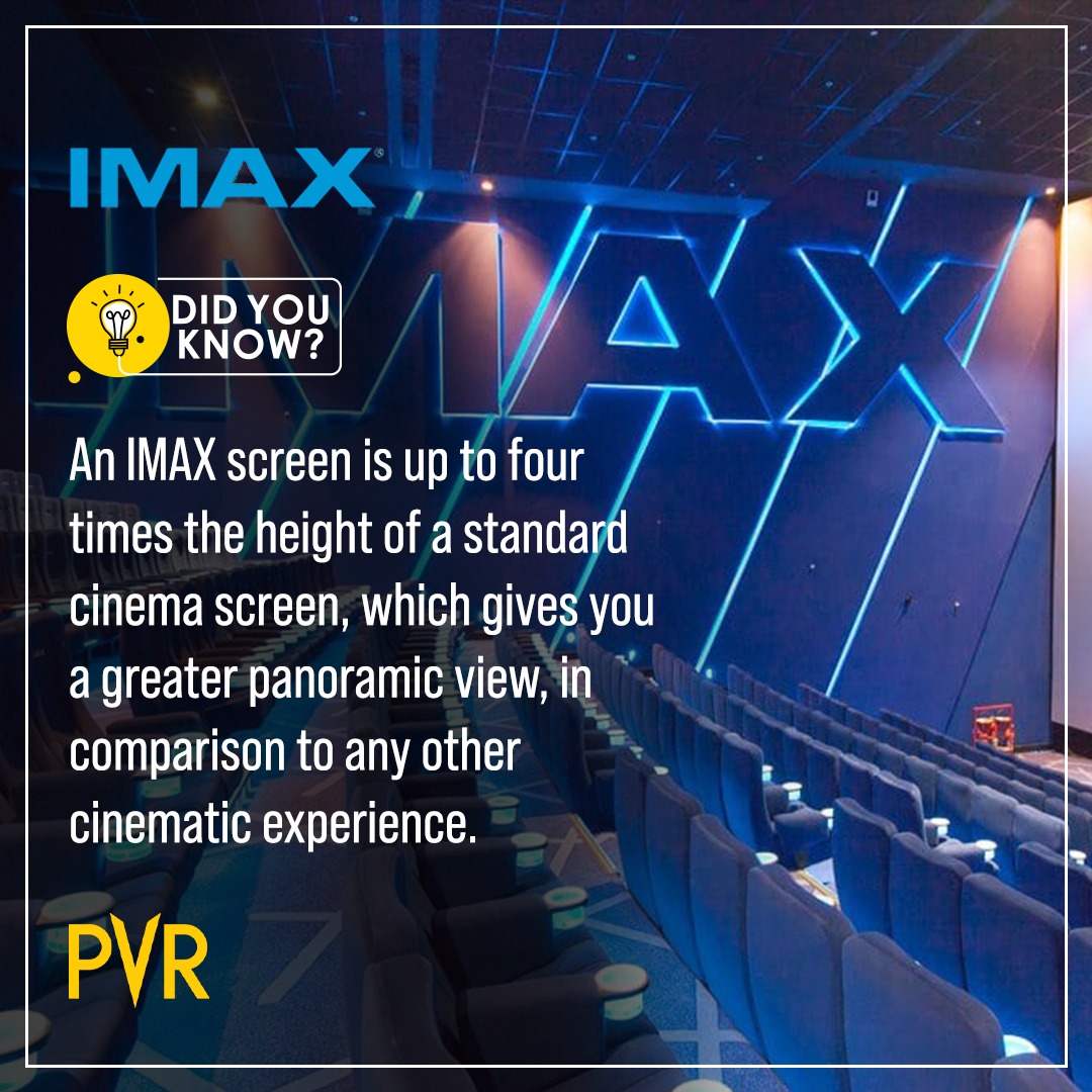 _PVRCinemas's tweet photo. Get a one-of-a-kind movie-going experience with #PVRIMAX, which takes the whole movie-watching experience up a notch with its four-times larger screen for a larger-than-life experience. 
.
.
.
#IMAX #IMAXTrivia #Trivia #IMAXExperience #BiggerScreen #ImmersiveExperience https://t.co/eZsZAdWnDR