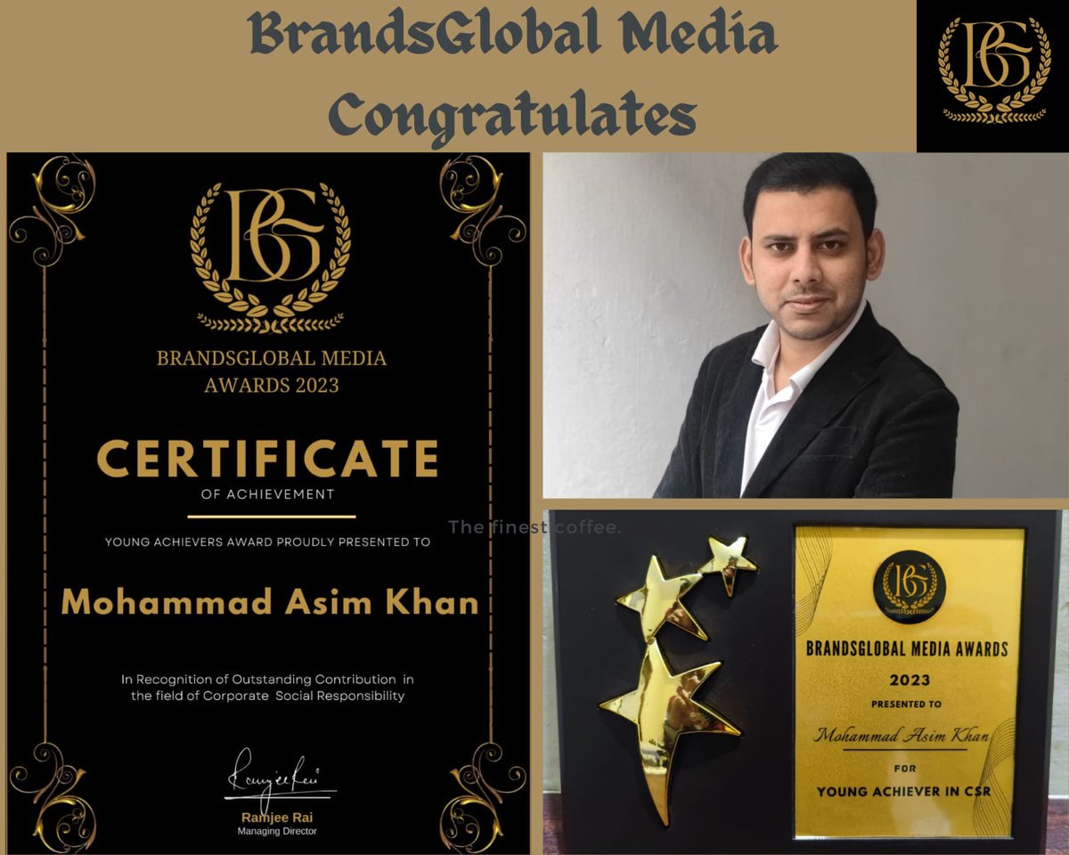 BrandsGlobalM's tweet photo. BrandsGlobal Media congratulates Mohammad Asim Khan for winning Young Achiever Award in CSR
#Award_2023 #BrandsGlobalMedia 
https://t.co/d4qKAcYzQa https://t.co/pYcBD29kxA